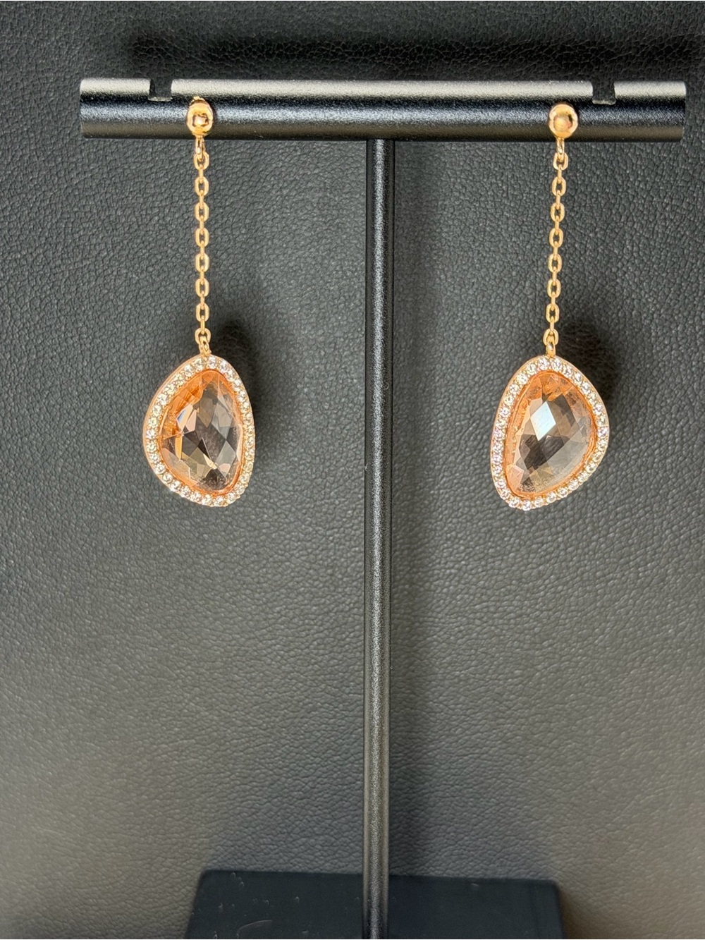 Genevive Rose Gold 18K plated silver Teardrop Dangle Earrings